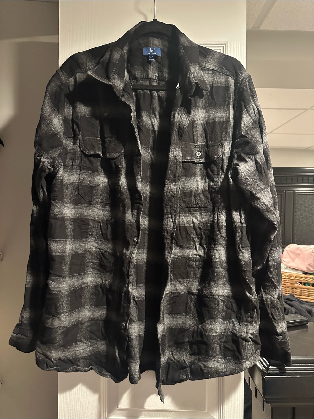 George Black & Gray Plaid Button-Down Shirt
